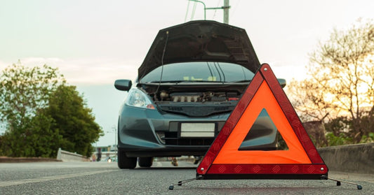 emergency triangle for roadside emergency in use
