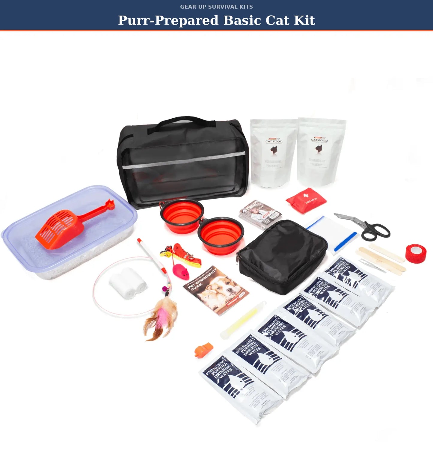 basic kit contents purr prepared cat emergency survival kit contents all shown