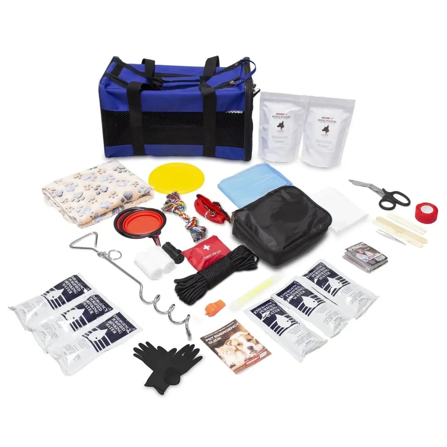 bark out deluxe dog emergency survival kit with carrying case and blanket