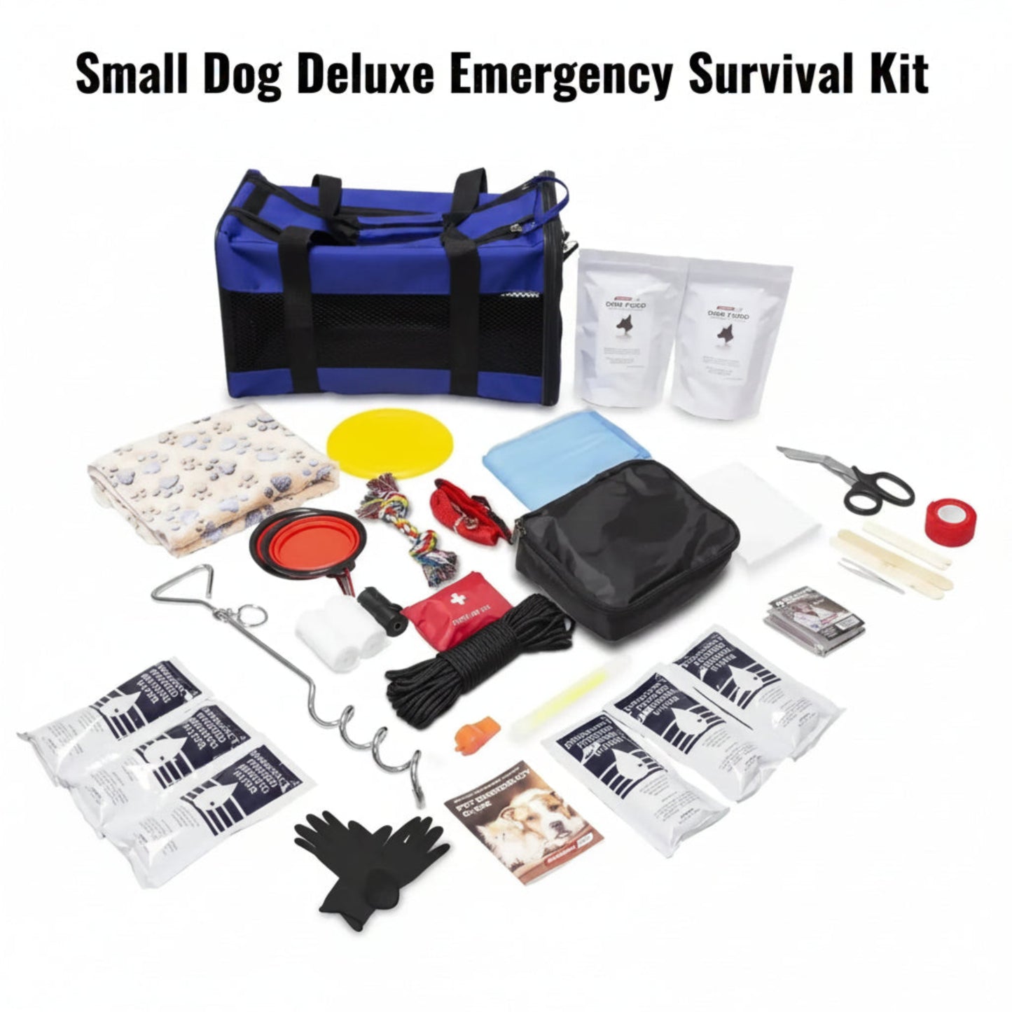 bark out deluxe dog emergency survival kit with carrying case and blanket