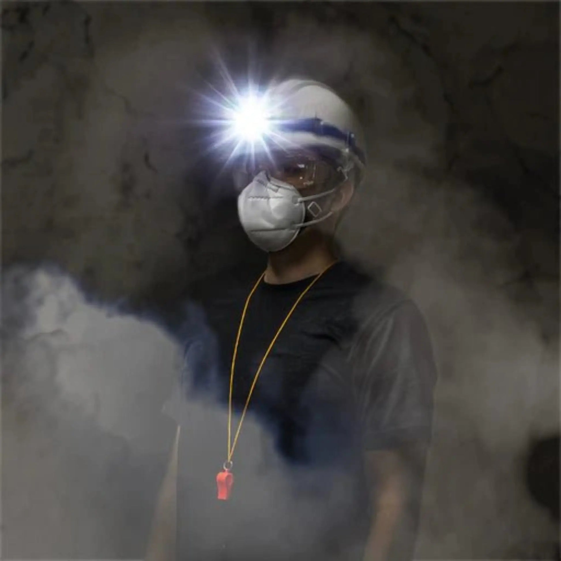 Motion sensor LED headlamp included in the ShakeGuard earthquake survival kits
