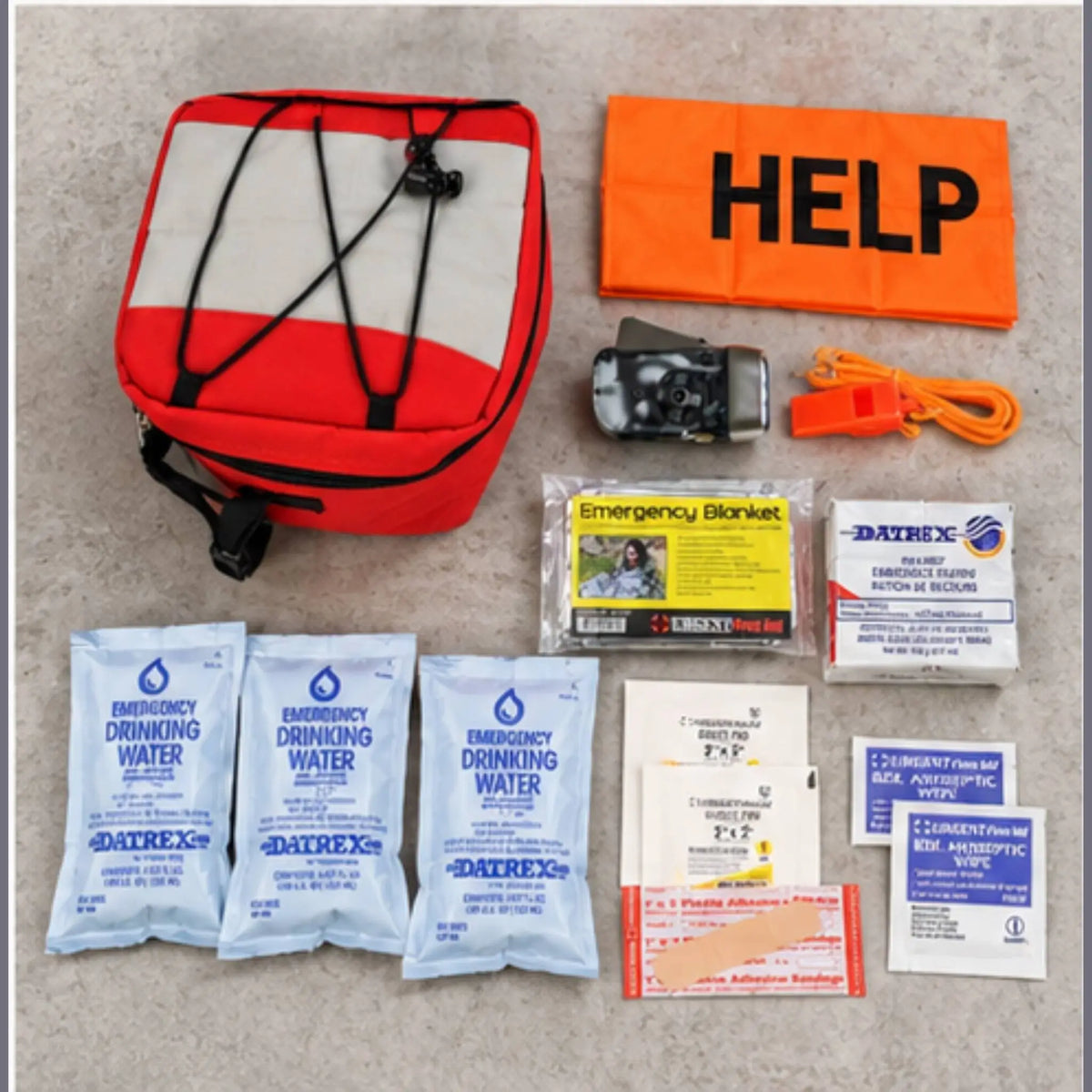 flatlay of first mile kit and contents