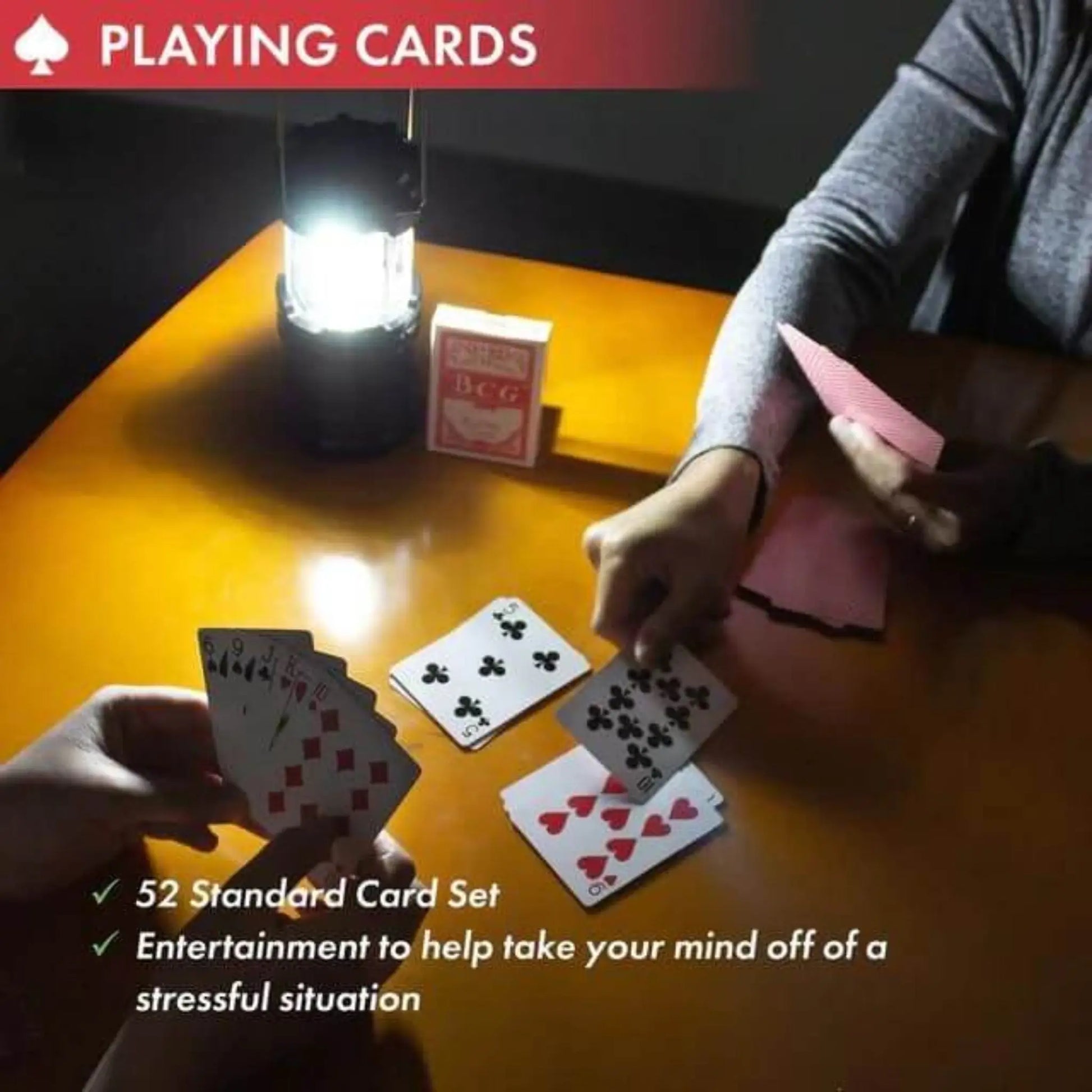 playing cards included in deluxe and premium power outage kits