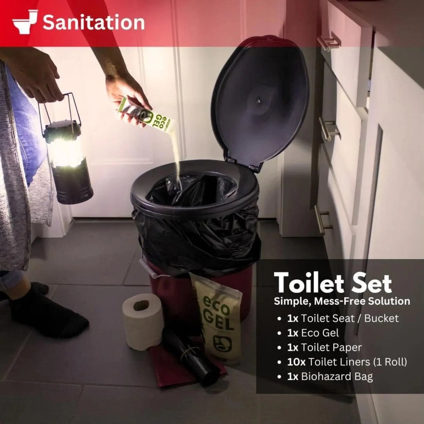 Sanitation supplies info card included in StormShield hurricane survival kits