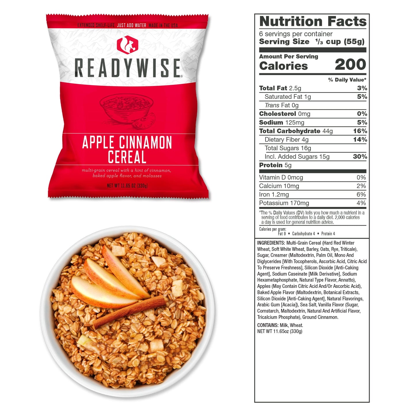 Apple cinnamon cereal emergency food serving from SureStep survival kit