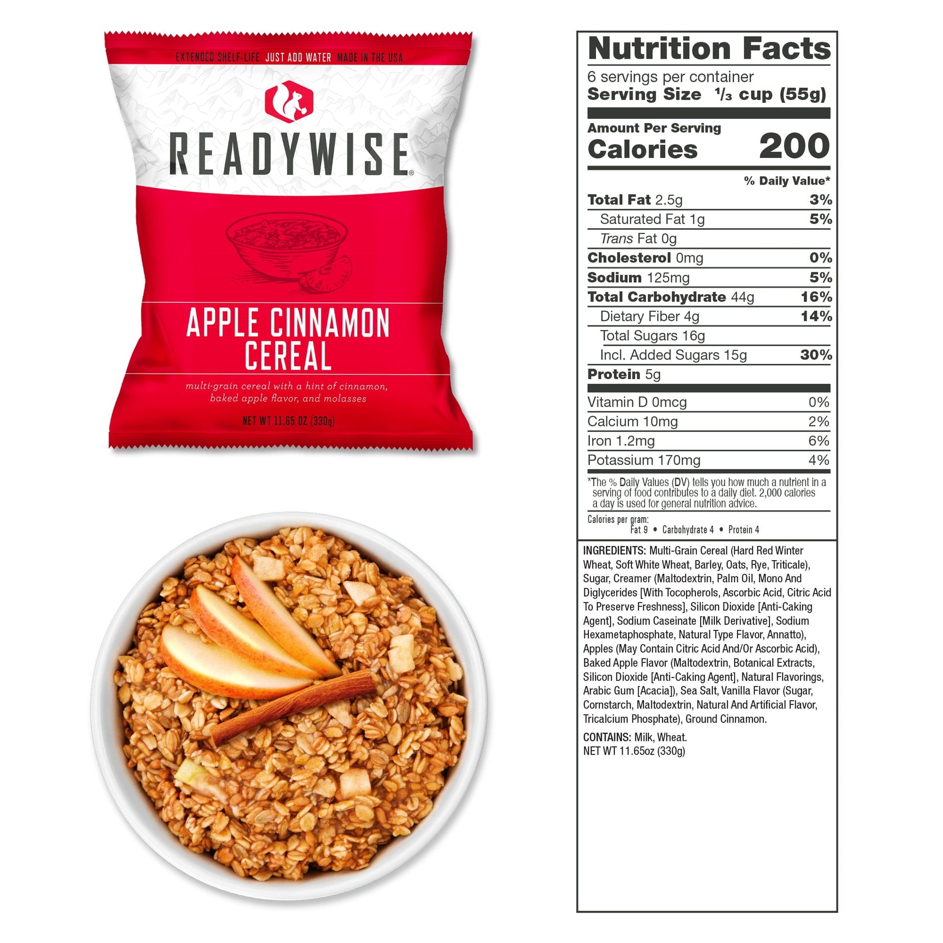 Apple cinnamon cereal emergency food serving from SureStep survival kit