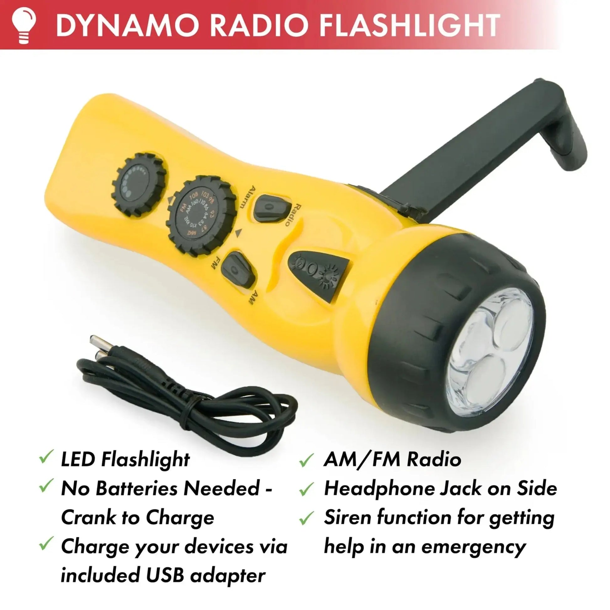 Dynamo radio flashlight included in Urban Escape Gear urban emergency survival kit